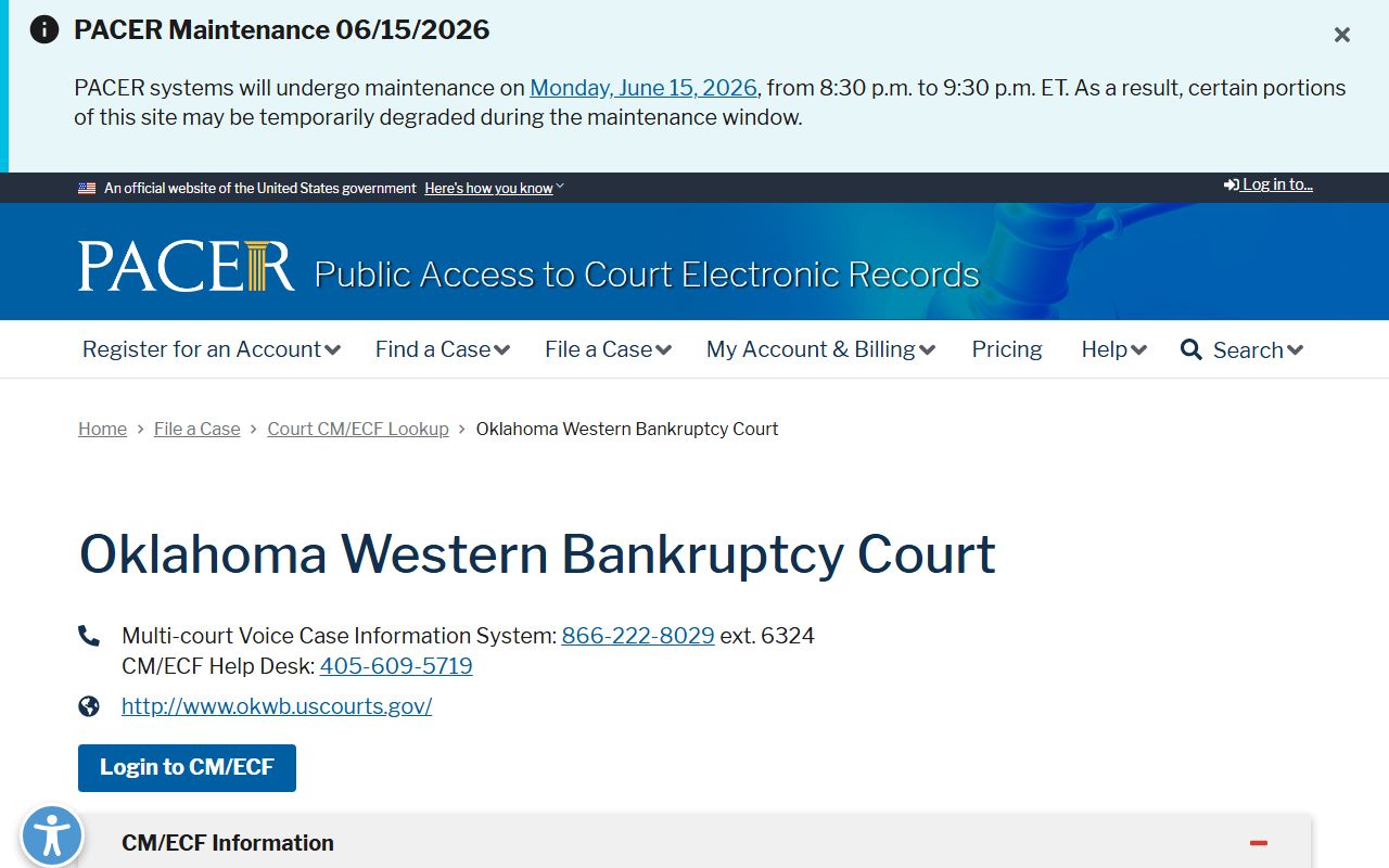 PACER lookup for federal court records separate from the Beckham County Court Clerk