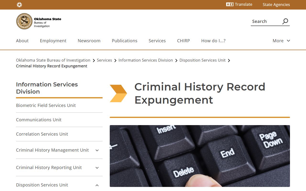 Beckham County criminal court records OSBI expungement eligibility page