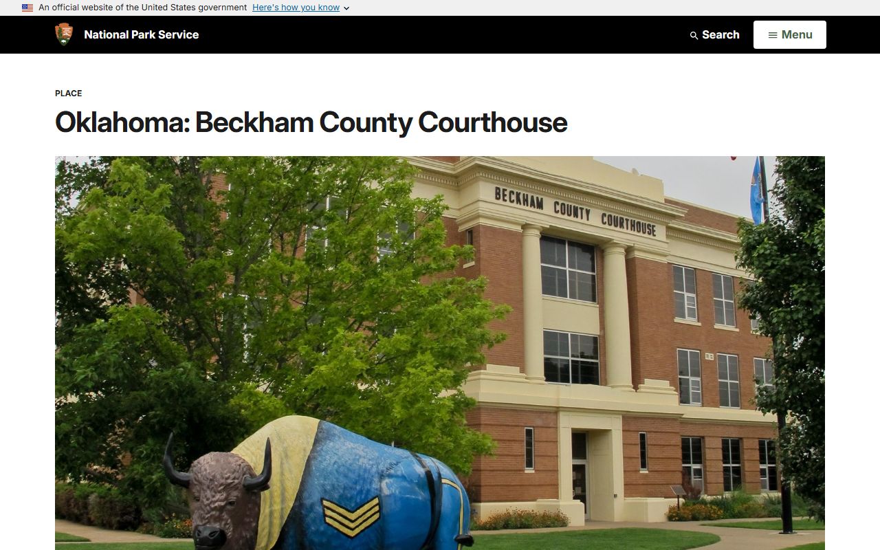 Historic Beckham County Courthouse that holds court records in Sayre