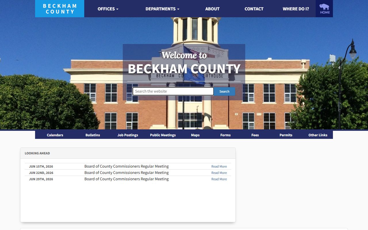 Beckham County official homepage linking court records search