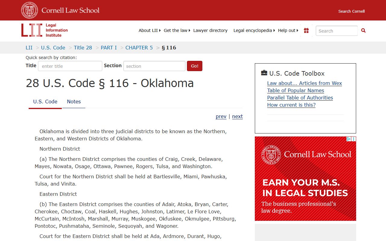 Beckham County inmate federal custody context under 28 U.S.C. 116 Western District of Oklahoma