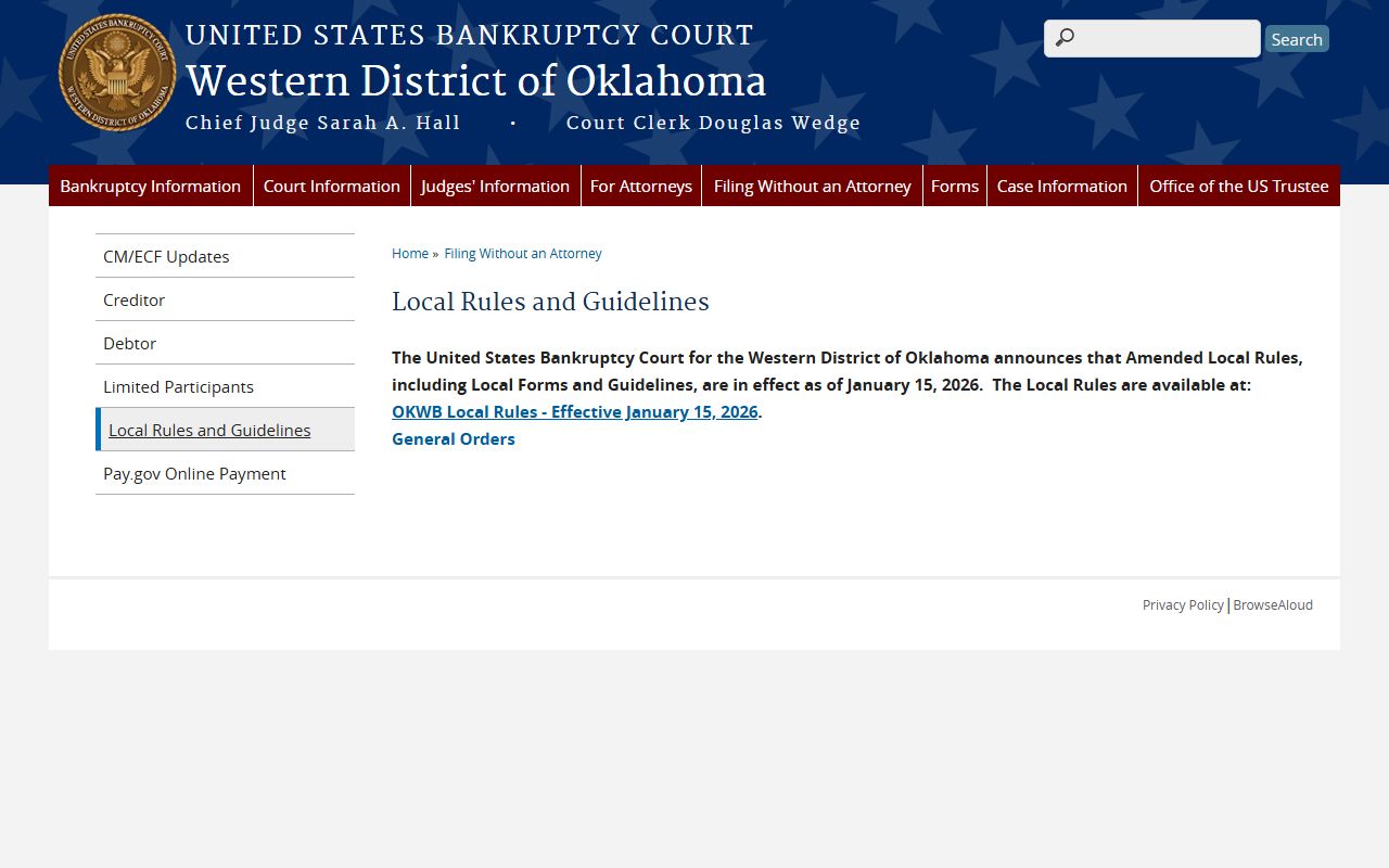 Beckham County traffic context beside the Western District of Oklahoma bankruptcy local rules update